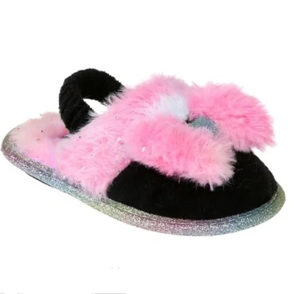 Rampage House Bedroom Slippers Kitten Soft Barbiecore Faux Fur Pom Poms NIP - Picture 1 of 6